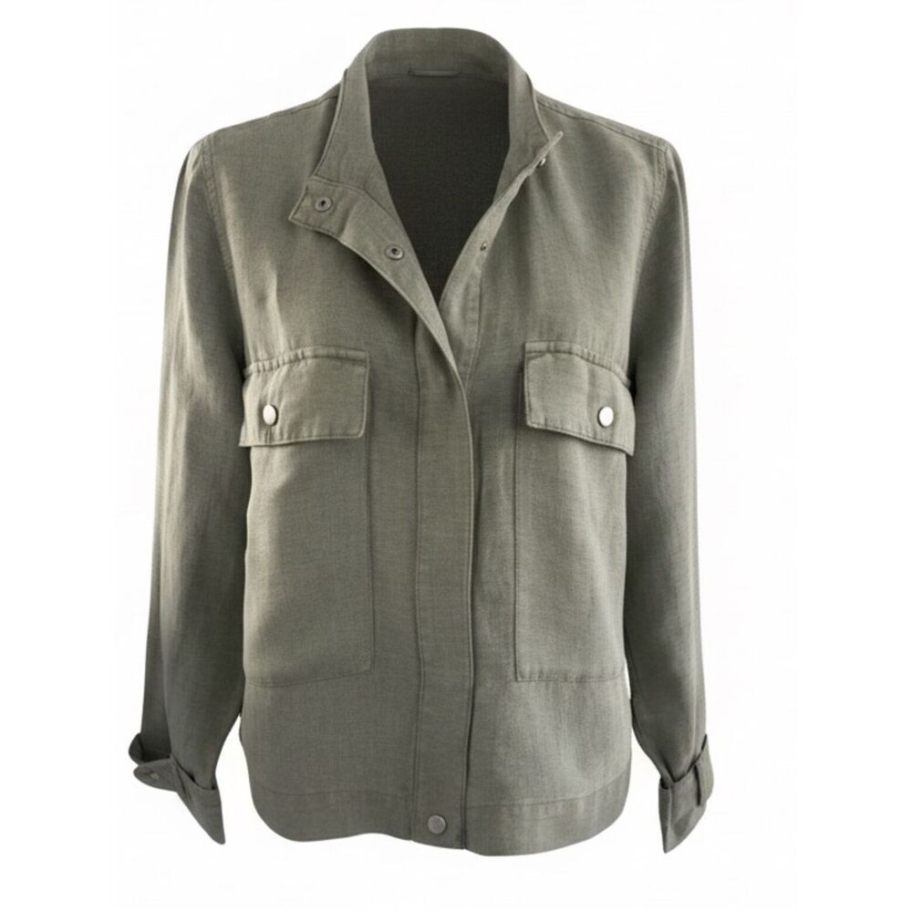 Nicole Miller Crop Utility Jacket Size: Medium Color: Sage